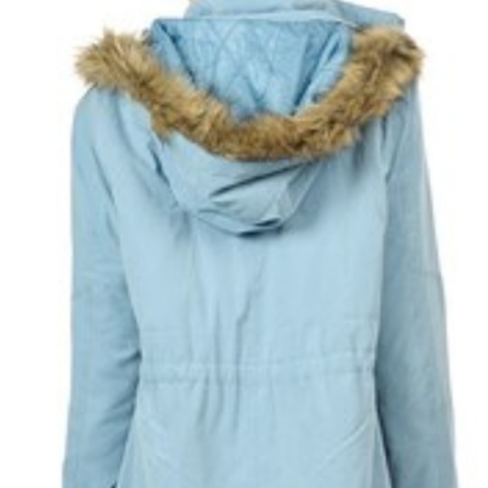 Lighty Blue faux fur lined hooded jacket - Picture 3 of 3
